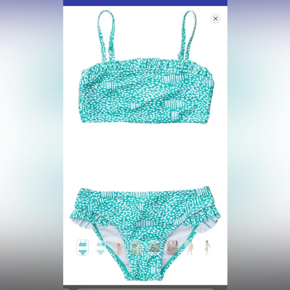 2t Snapper Rock Turquoise Patterned Bikini Set UPF 50+